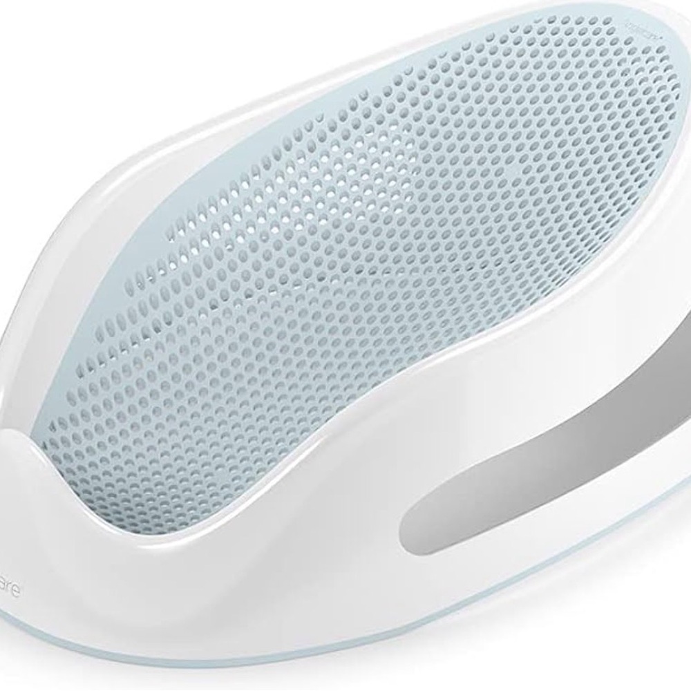 Baby Bath Support Seat - White and Light Blue Infant Bath Lounger